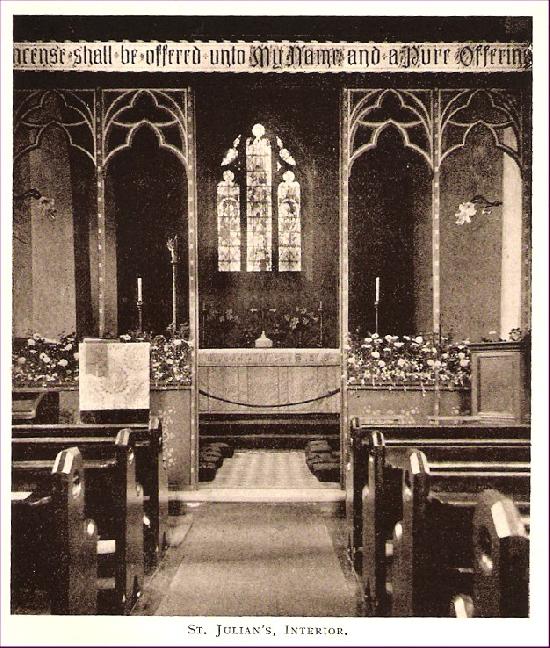 Vnitřek kostela Juliany z Norwiche v roce 1905